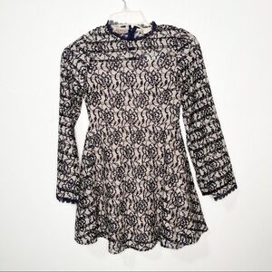 NEW! GB Girls Navy & Cream Lace Formal Dress size 8/10 long sleeve